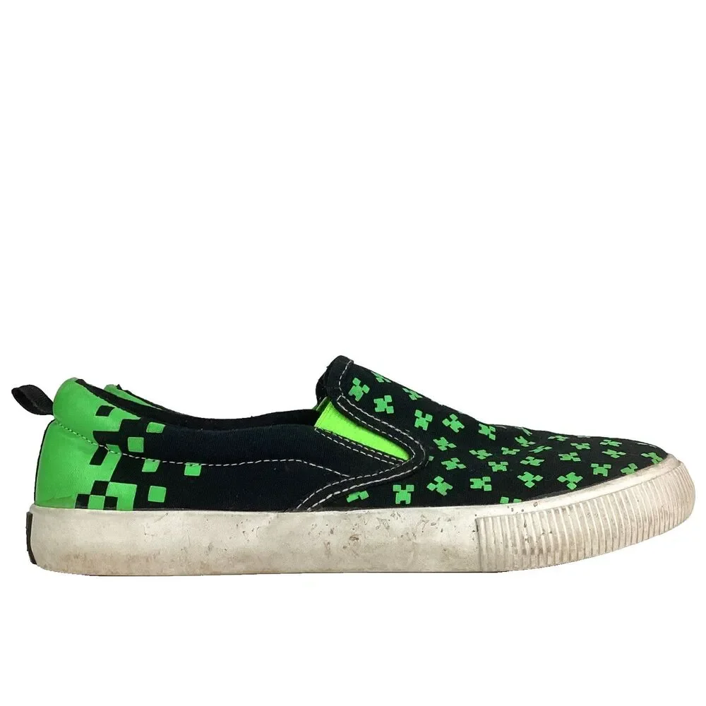 Mojang Minecraft Creeper Shoes - Men's Sz 6 - Black & Green - Low Sneakers
